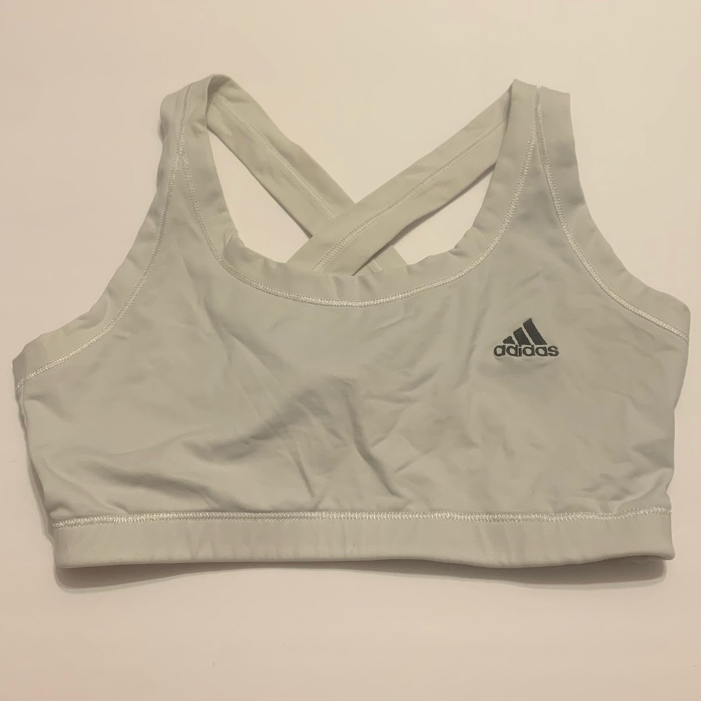 Adidas medium white sports bra
